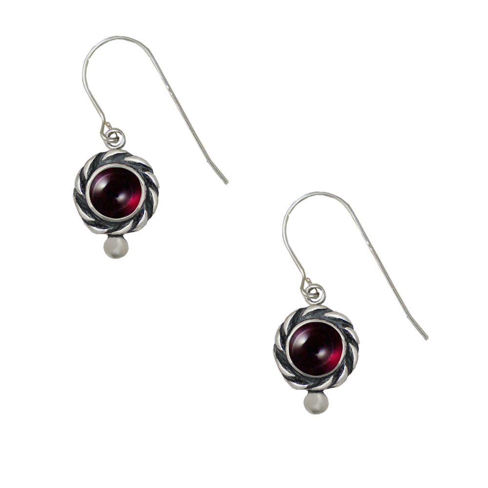 Sterling Silver Petite Garnet Gemstone Drop Dangle Earrings